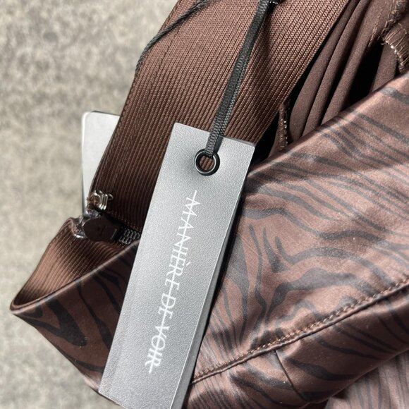 Maniere De Voir Pants Womens US 10 Brown Tiger Print Ruched Stacked Leg Slim Fit - Picture 10 of 11